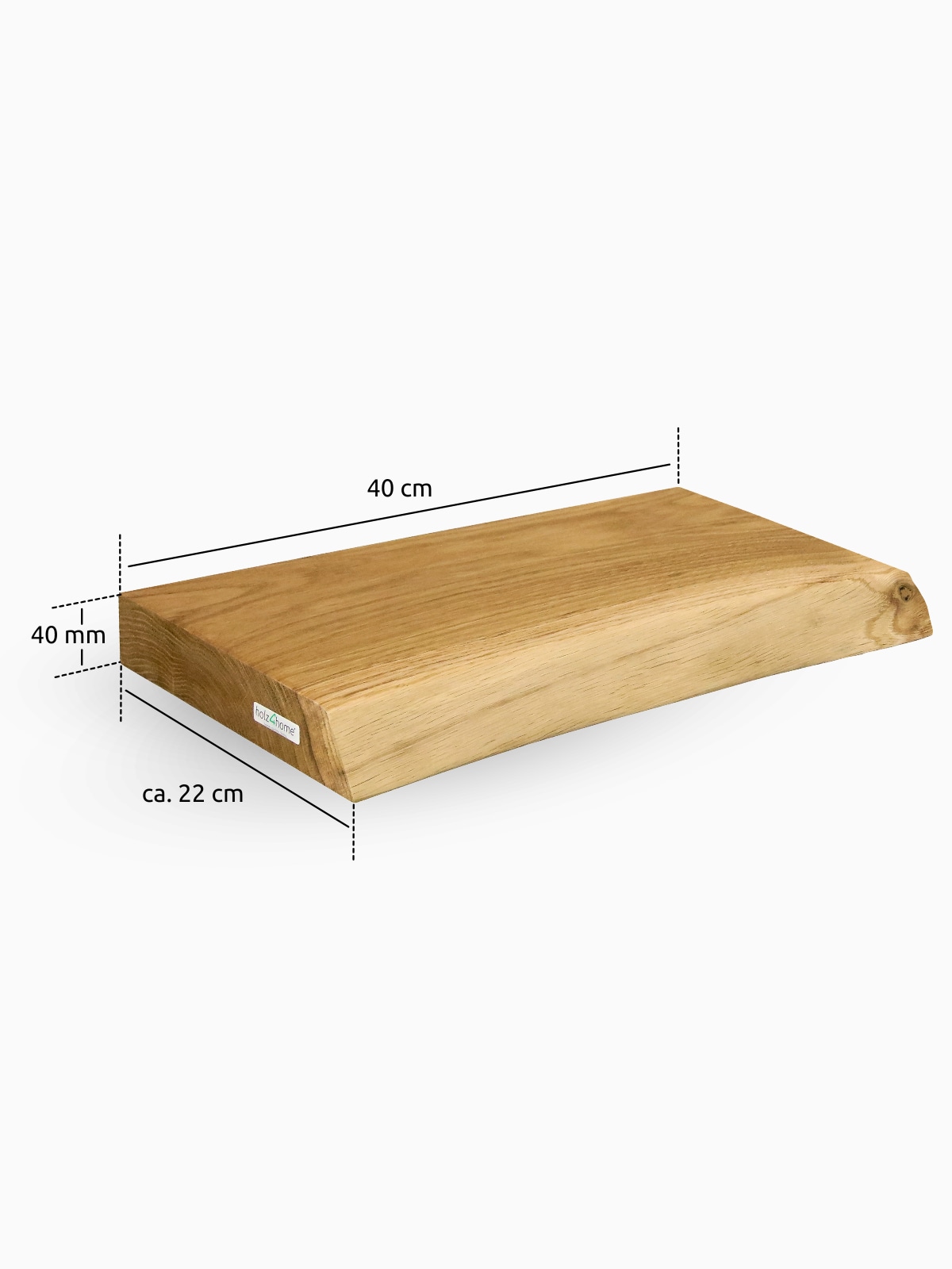 holz4home&reg; Schwebendes Wandregal | 40cm / mit Baumkante 