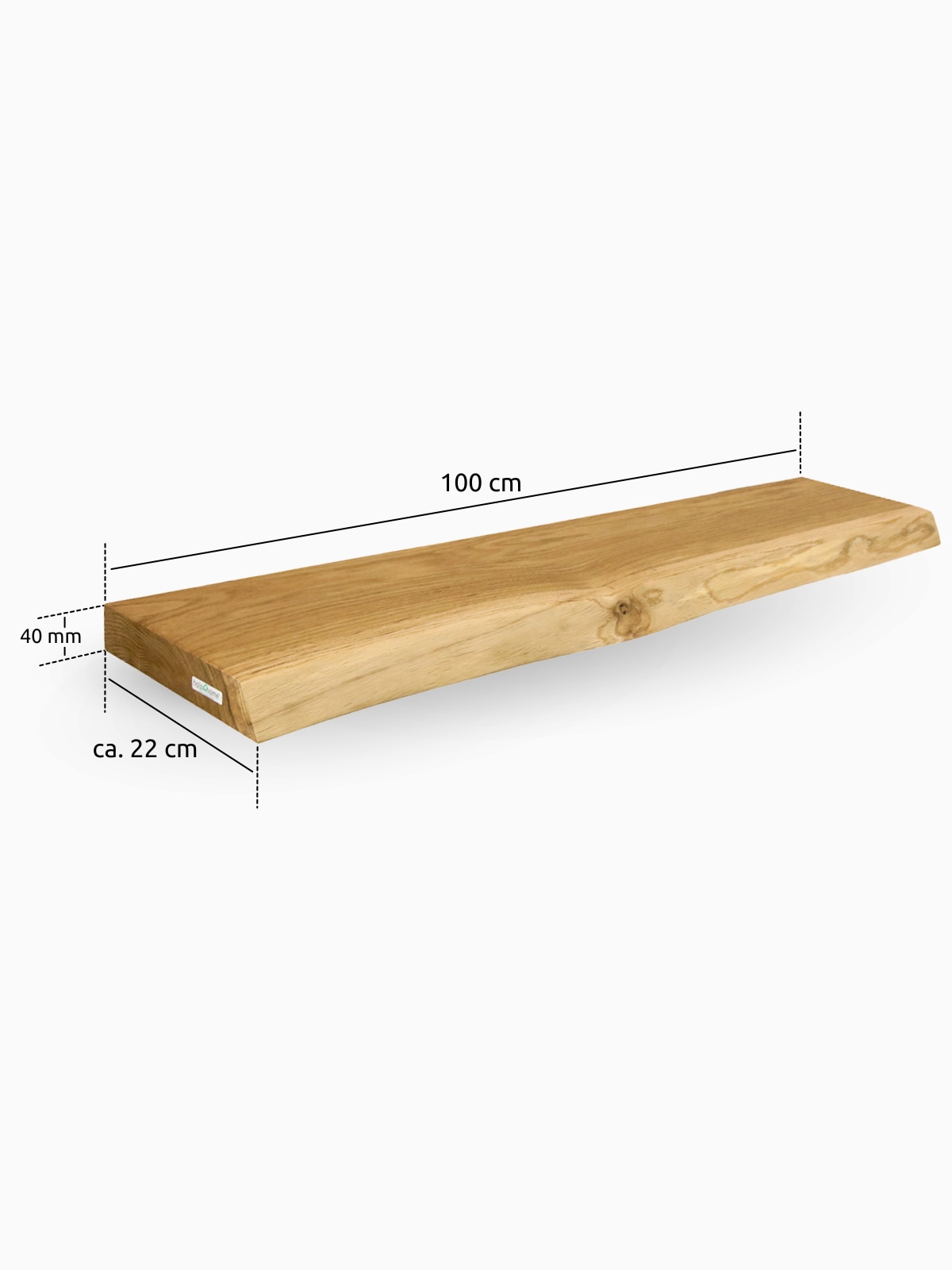 holz4home&reg; Schwebendes Wandregal | 100cm / mit Baumkante 