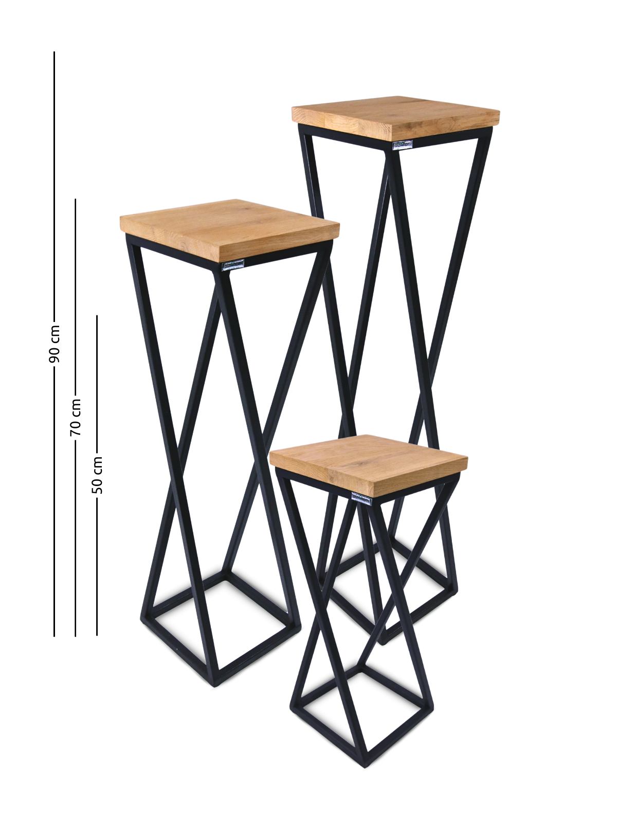 holz4home&reg; Blumenst&auml;nder aus Eiche I Gedrehte Streben im 3er Set | 3-tlg. SET 