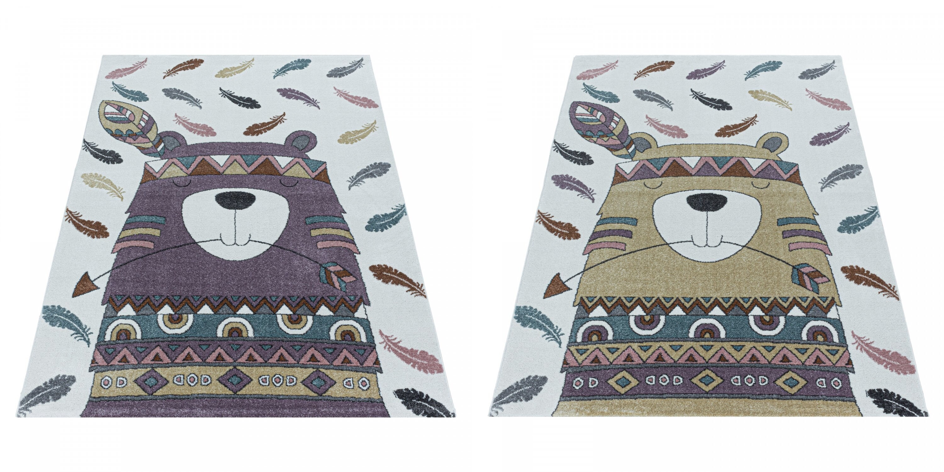 Kinderteppich Kurzflor, B&auml;r Design, Pflegeleicht, Pastellfarben, Kinderzimmer 