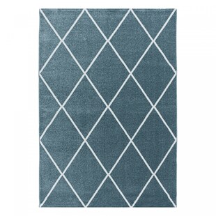 Stilvoller Designer Teppich: Moderner Kurzflor, Rautenmuster für das Wohnzimmer 