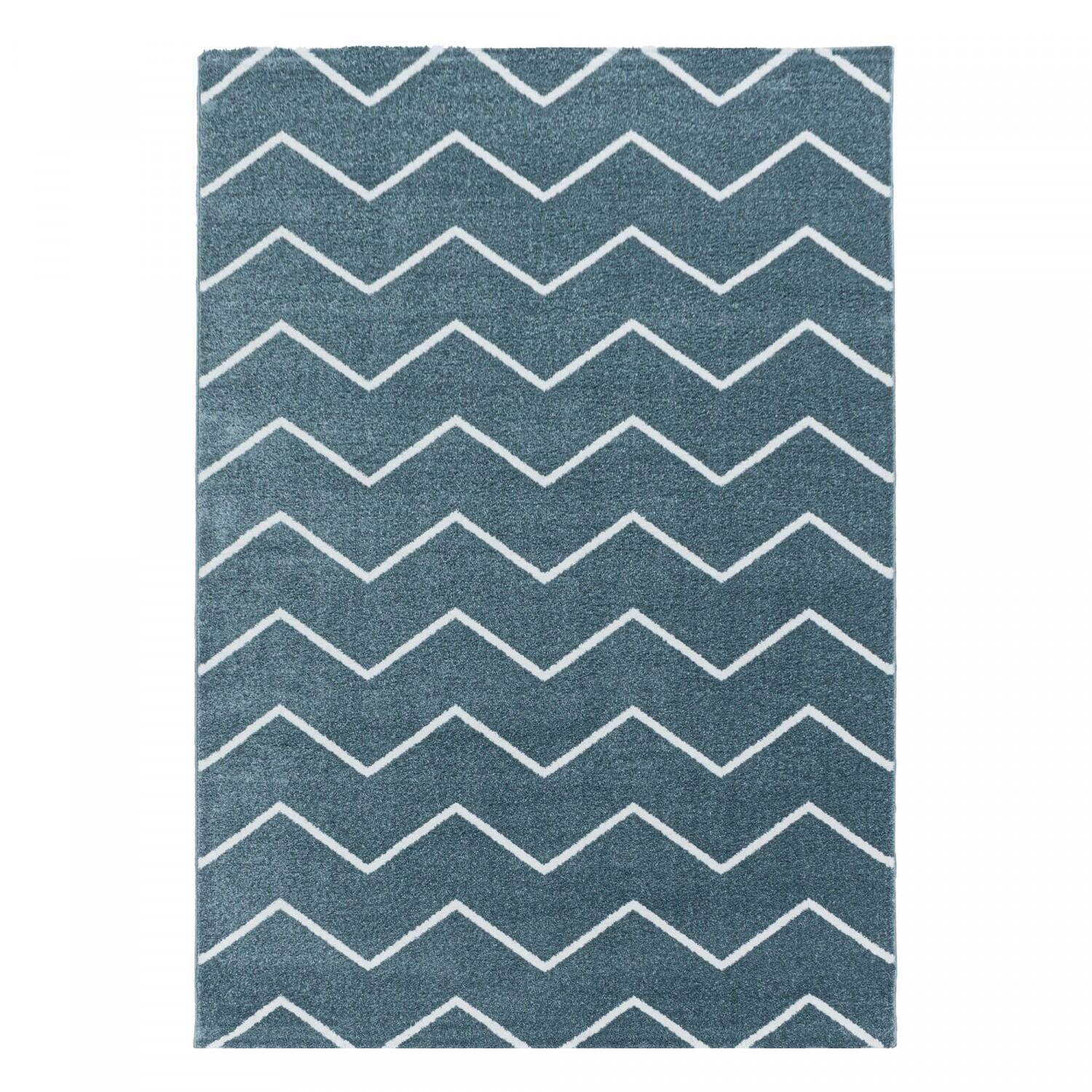 Stilvoller Designer Teppich: Modernes Kurzflor-Zick-Zack Design, Wohnzimmer 