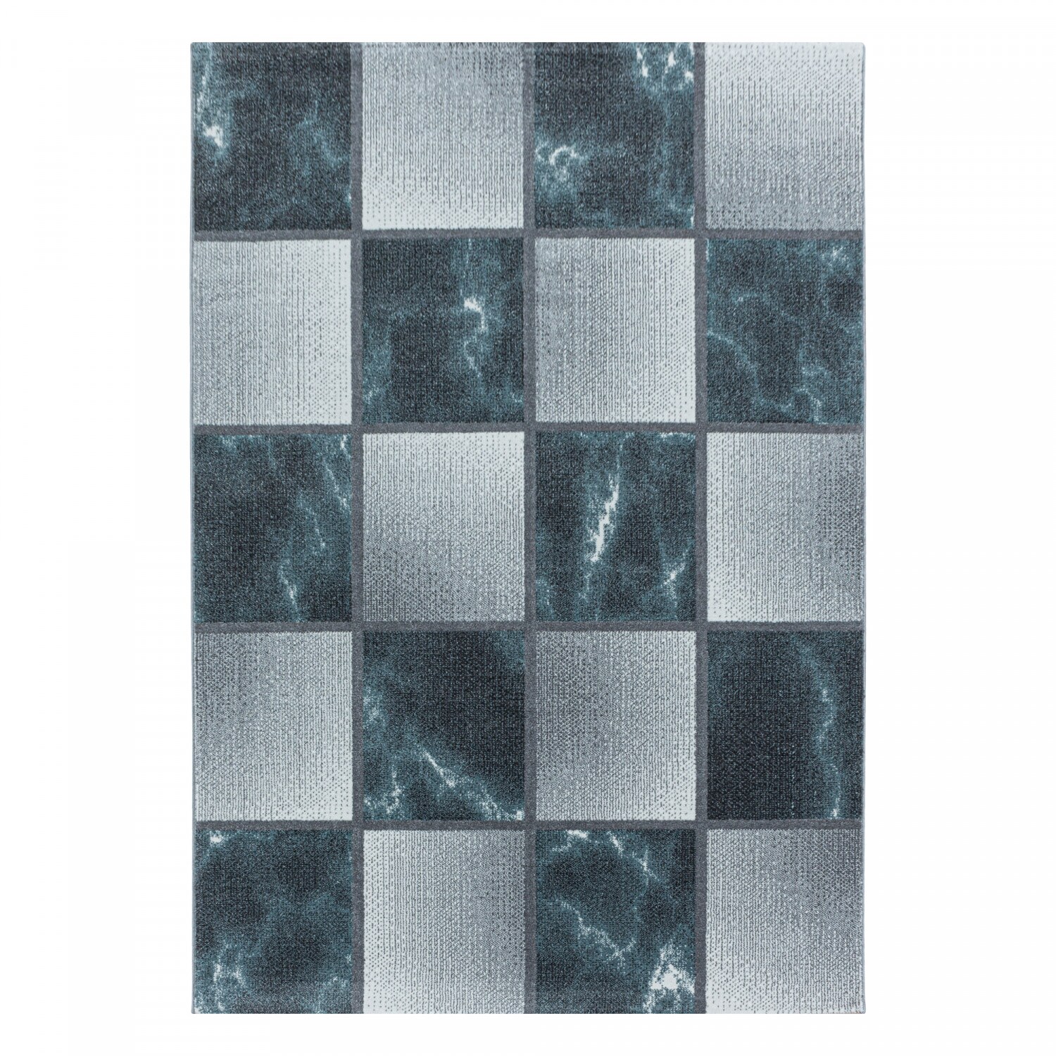 Modern Designer Teppich, Kurzflor mit Karo-Design in Marmor-Optik, Wohnzimmer 