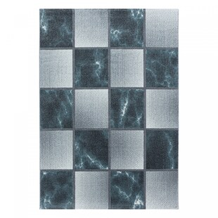 Modern Designer Teppich, Kurzflor mit Karo-Design in Marmor-Optik, Wohnzimmer 