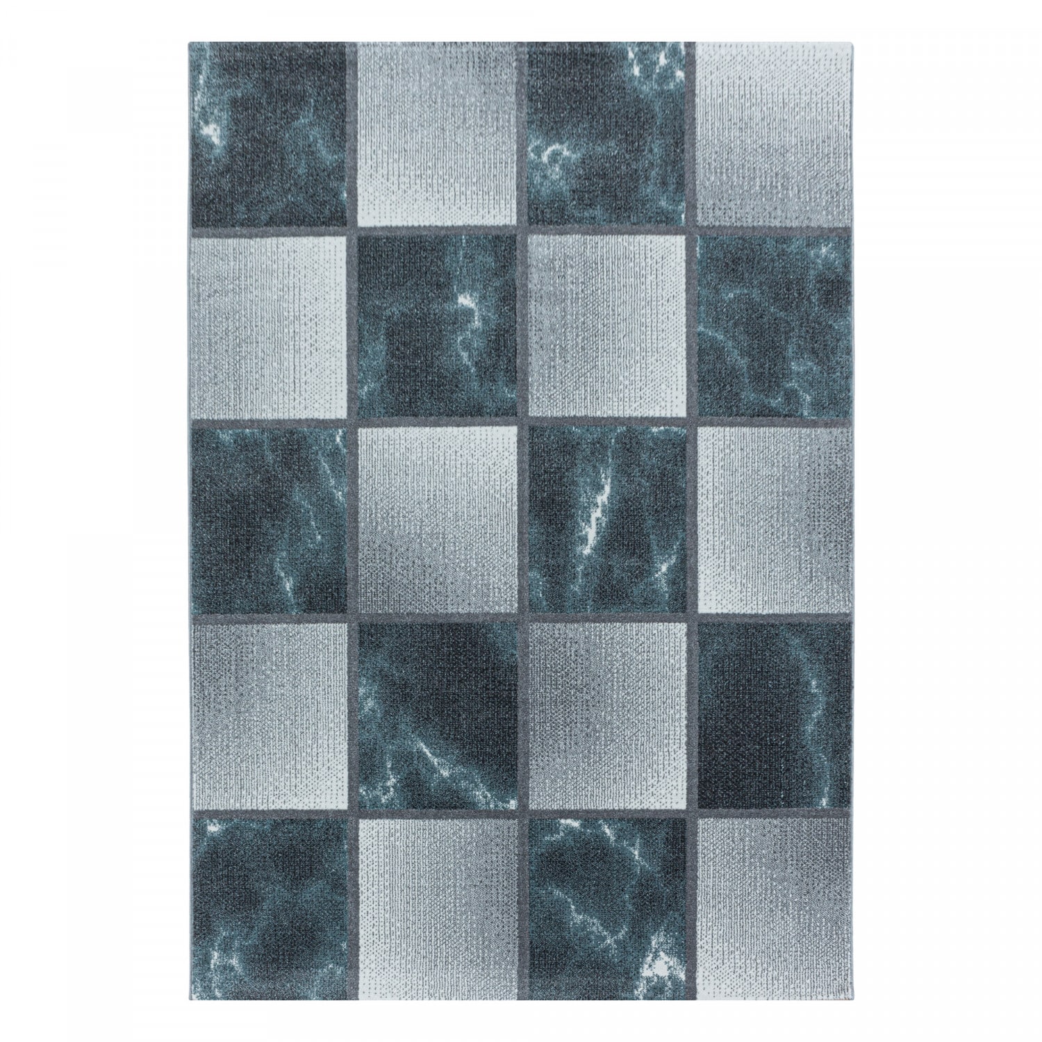 Modern Designer Teppich, Kurzflor mit Karo-Design in Marmor-Optik, Wohnzimmer 