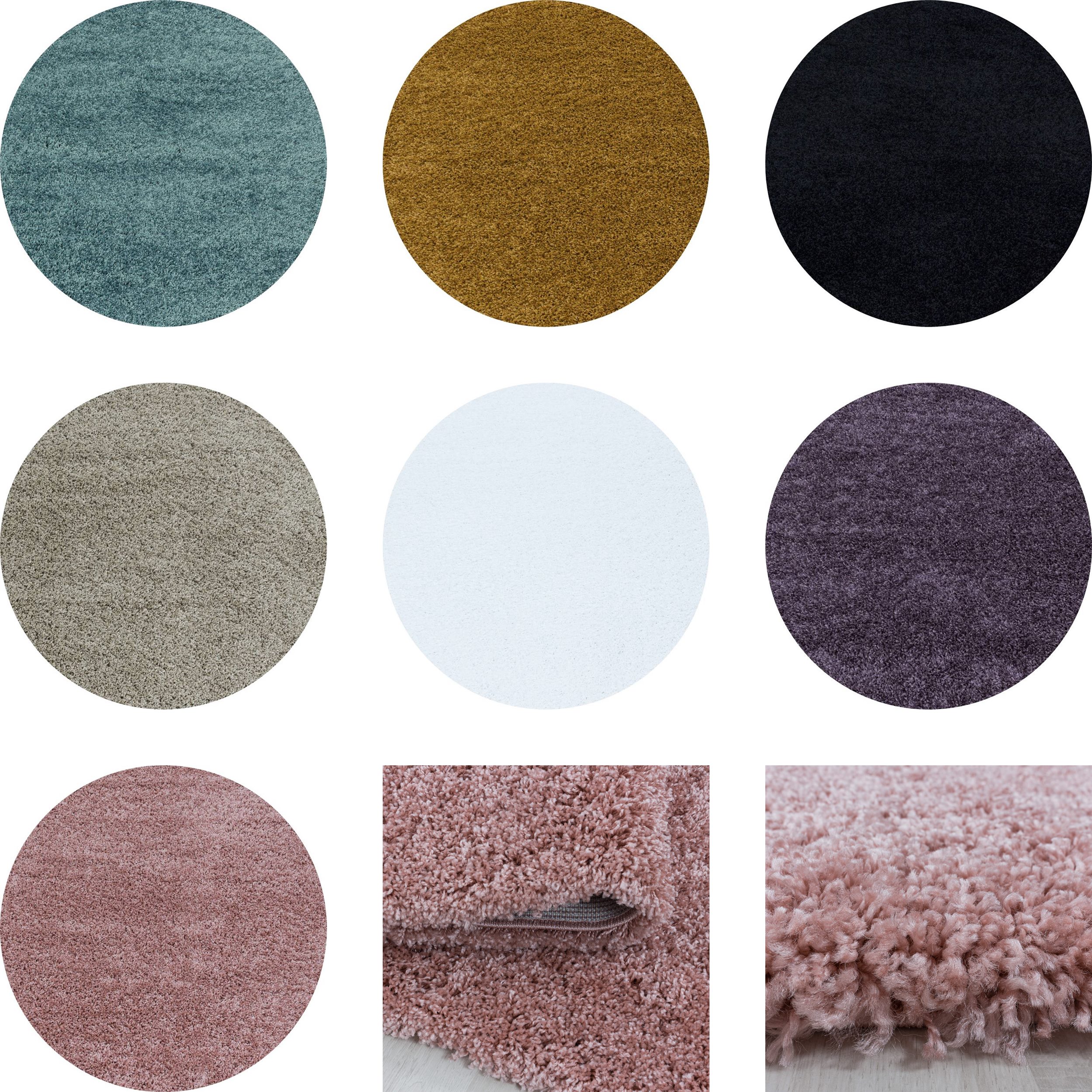 Runde Hochflor Teppich - Flauschiger Langflor Shaggy Teppich, Wohnzimmerteppich 