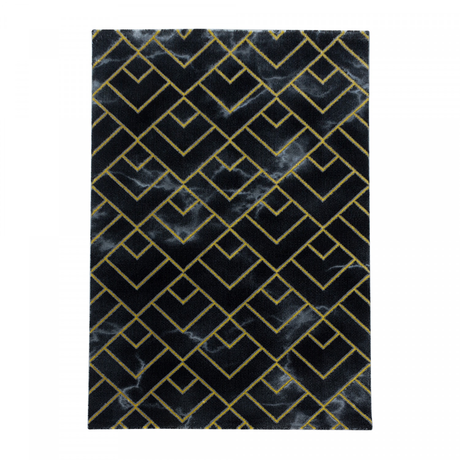 Modern Designer Teppich, Kurzflor Rauten, Marmor Optik, Rechteckig, Pflegeleicht 