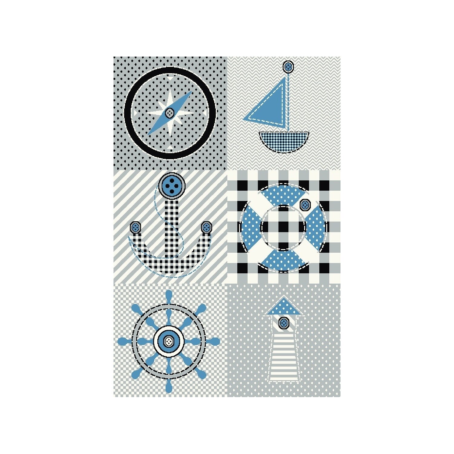 Kinderteppiche in versch. Gr&ouml;&szlig;en rechteckig 11 mm Kurzflor Teppich Seemann Motiv 