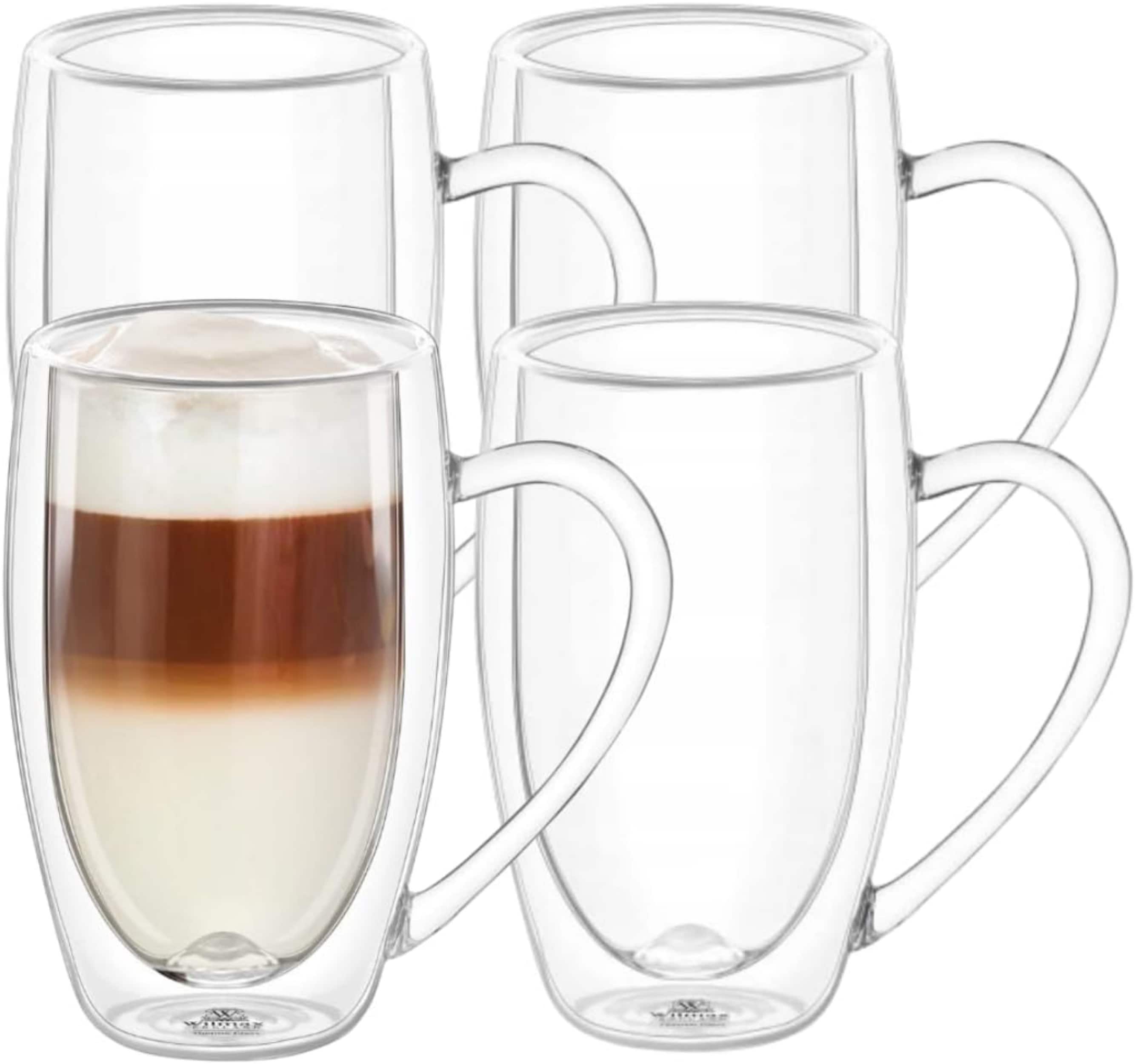 Doppelwandige Thermogl&auml;ser mit Henkel, 4er-Set, 500 ml, Gl&auml;ser Set, Kaffeegl&auml;ser - Bild 1