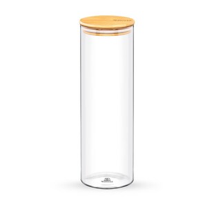 Formschöne Vorratsdose aus Borosilikatglas – 2000 ml, mit Naturbambusdeckel 