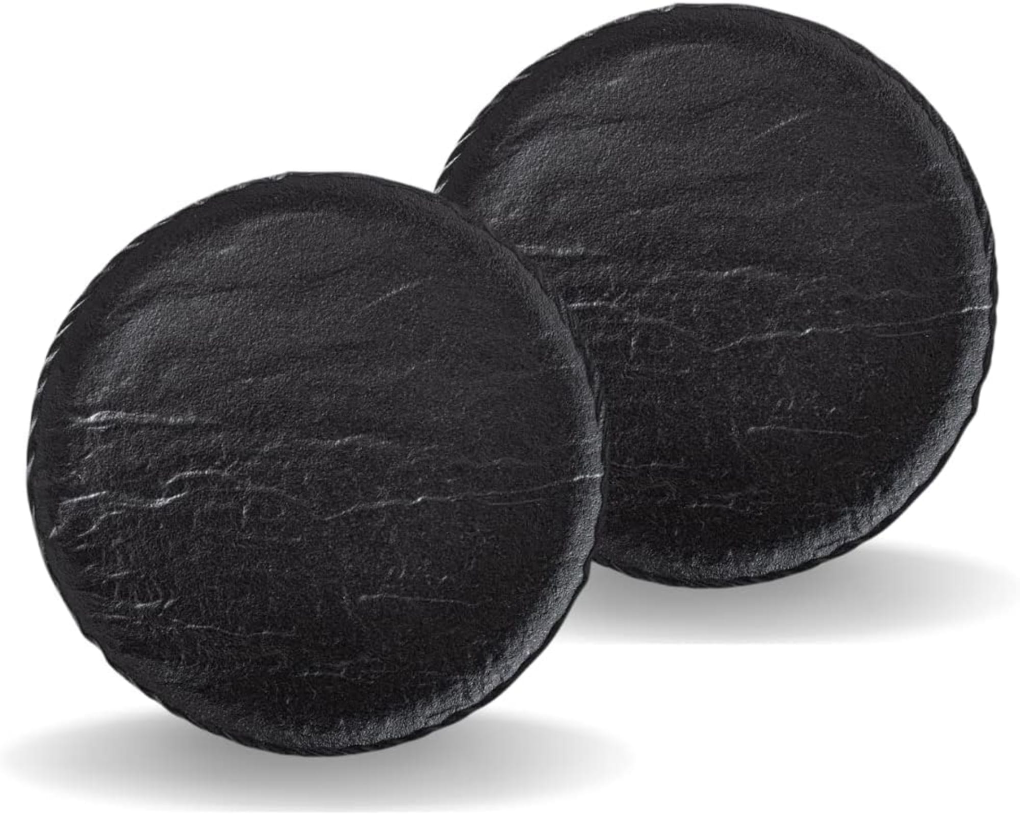Wilmax Runde Teller 30,5 cm - 2er Set - Schwarz - Natursteinoptik - Bild 1