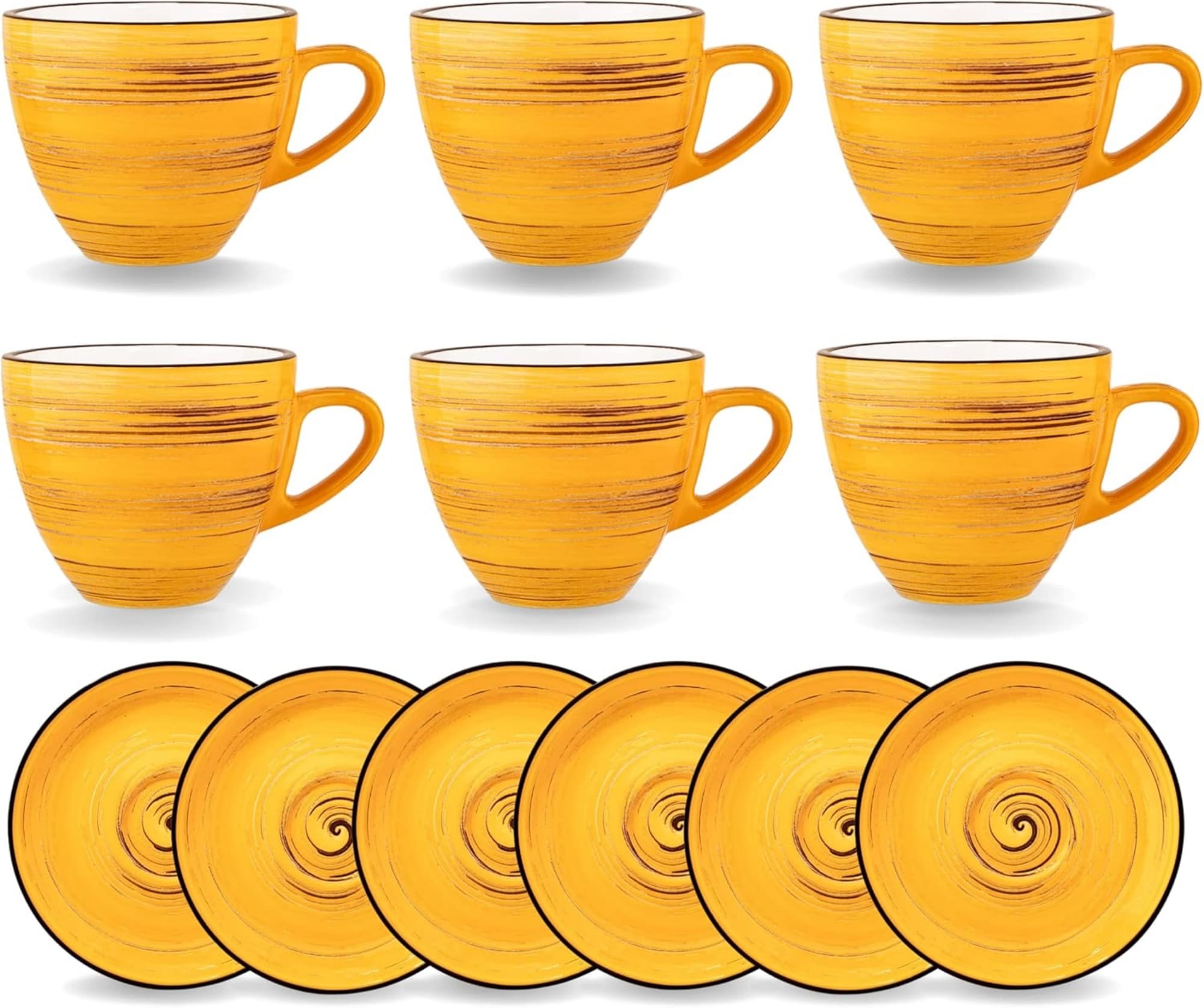 Wilmax SPIRAL Tassen-Set mit Untertassen 300 ml, 6er-Set, Porzellan, Modernes Design - Bild 1