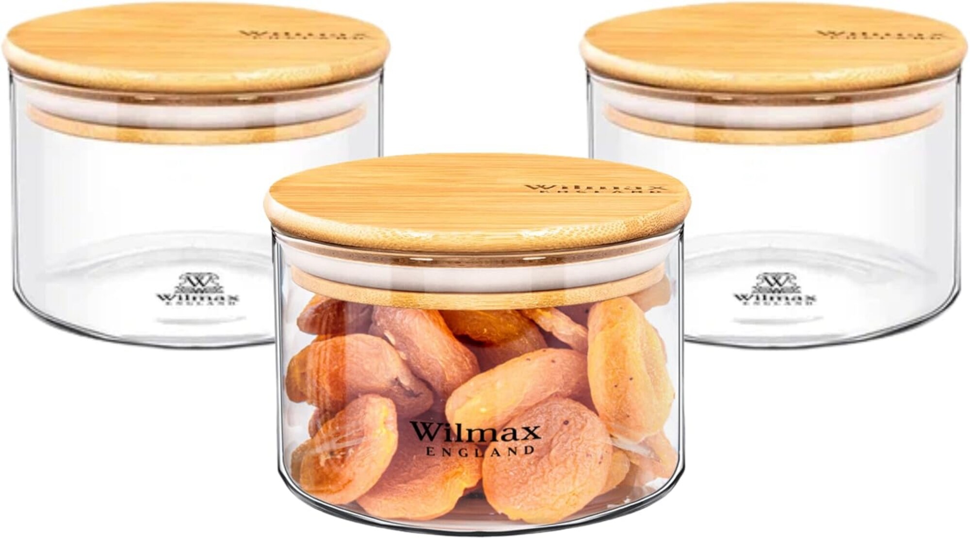 Wilmax Vorratsdosen mit Deckel - 3er-Set - 400 ml - Glasbeh&auml;lter f&uuml;r K&uuml;che 