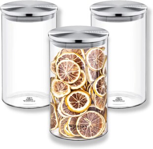 Wilmax Glasbehälter mit Metalldeckel - 3er-Set - 1100 ml - Vorratsdosen Küche 