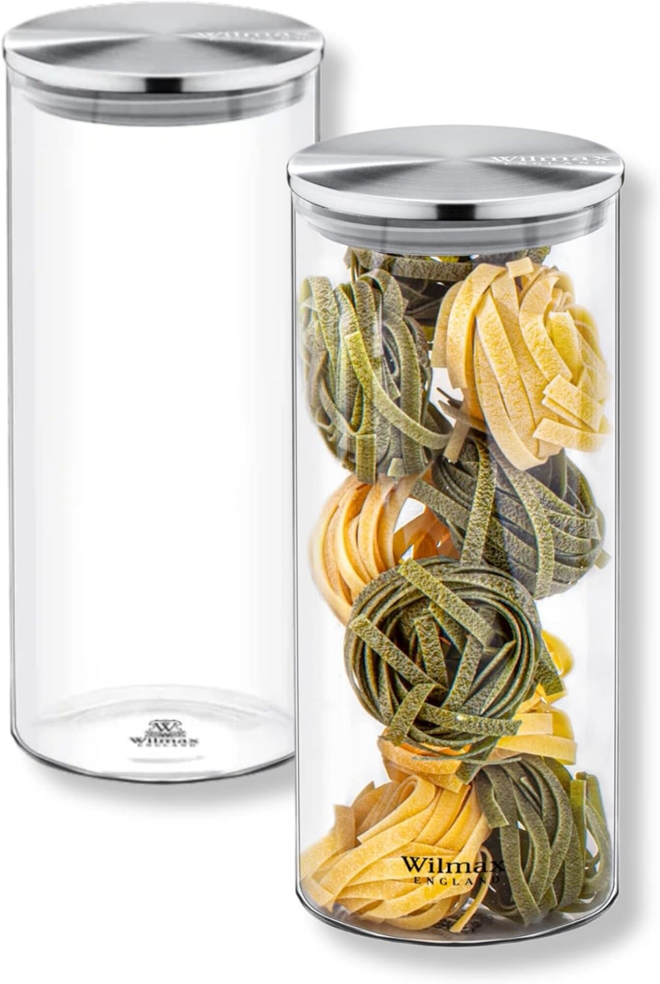 Wilmax Glasbeh&auml;lter mit Metalldeckel - 2er-Set - 1500 ml - Vorratsdosen K&uuml;che 