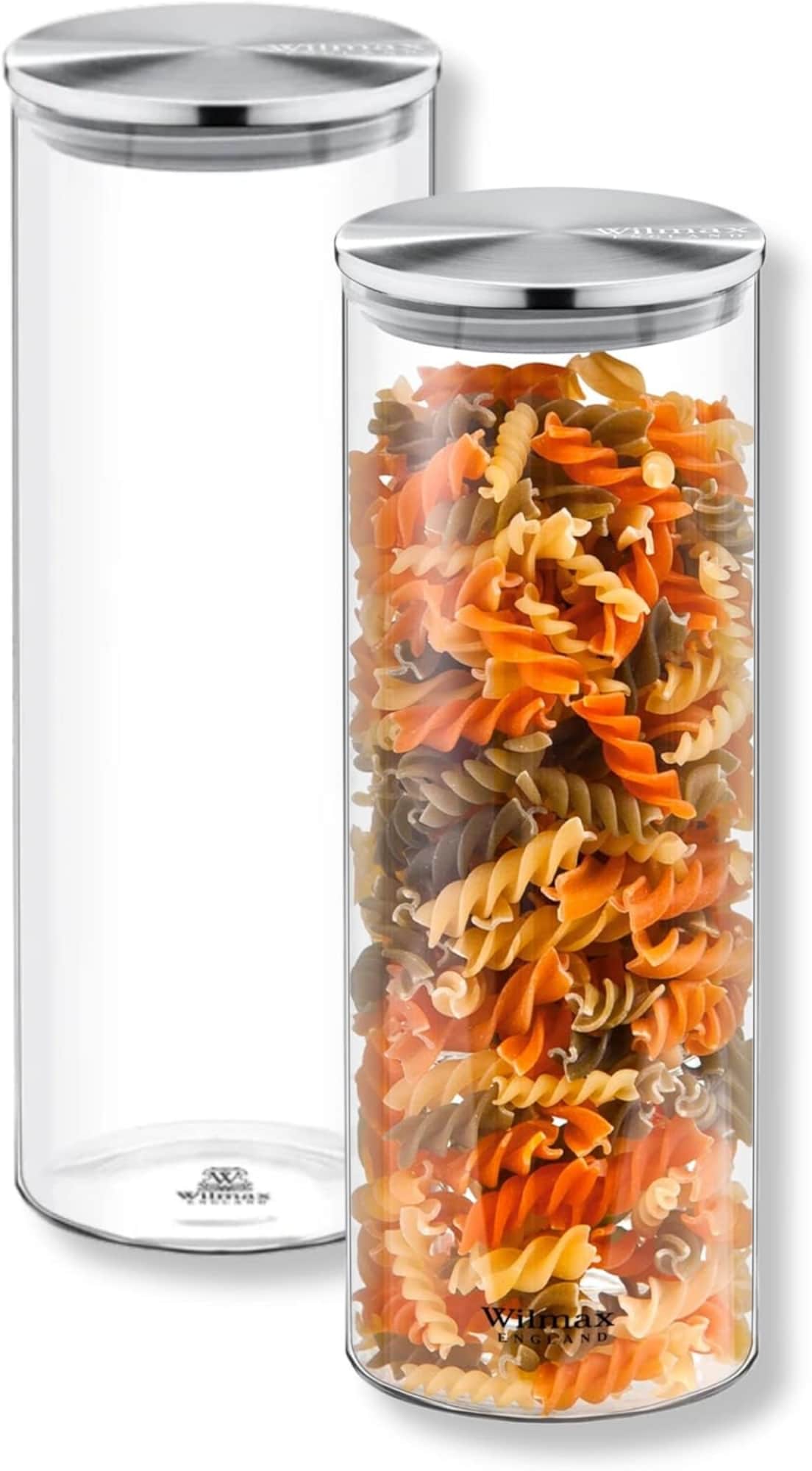 Wilmax Glasbeh&auml;lter mit Metalldeckel - 2er-Set - 1800 ml - Vorratsdosen K&uuml;che 