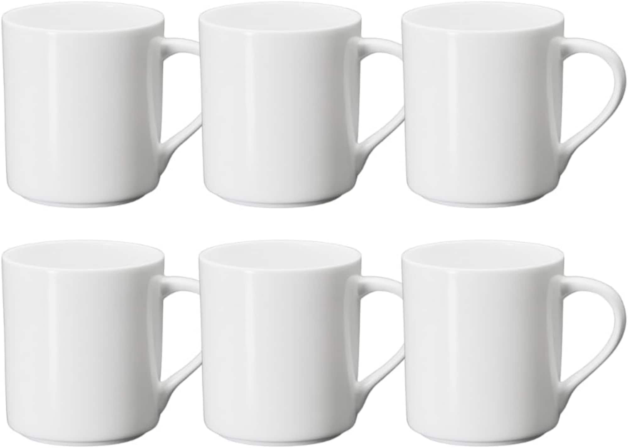 Wilmax Porzellan Kaffeetassen 6er Set &ndash; 320 ml Teetassen mit Griff - Bild 1