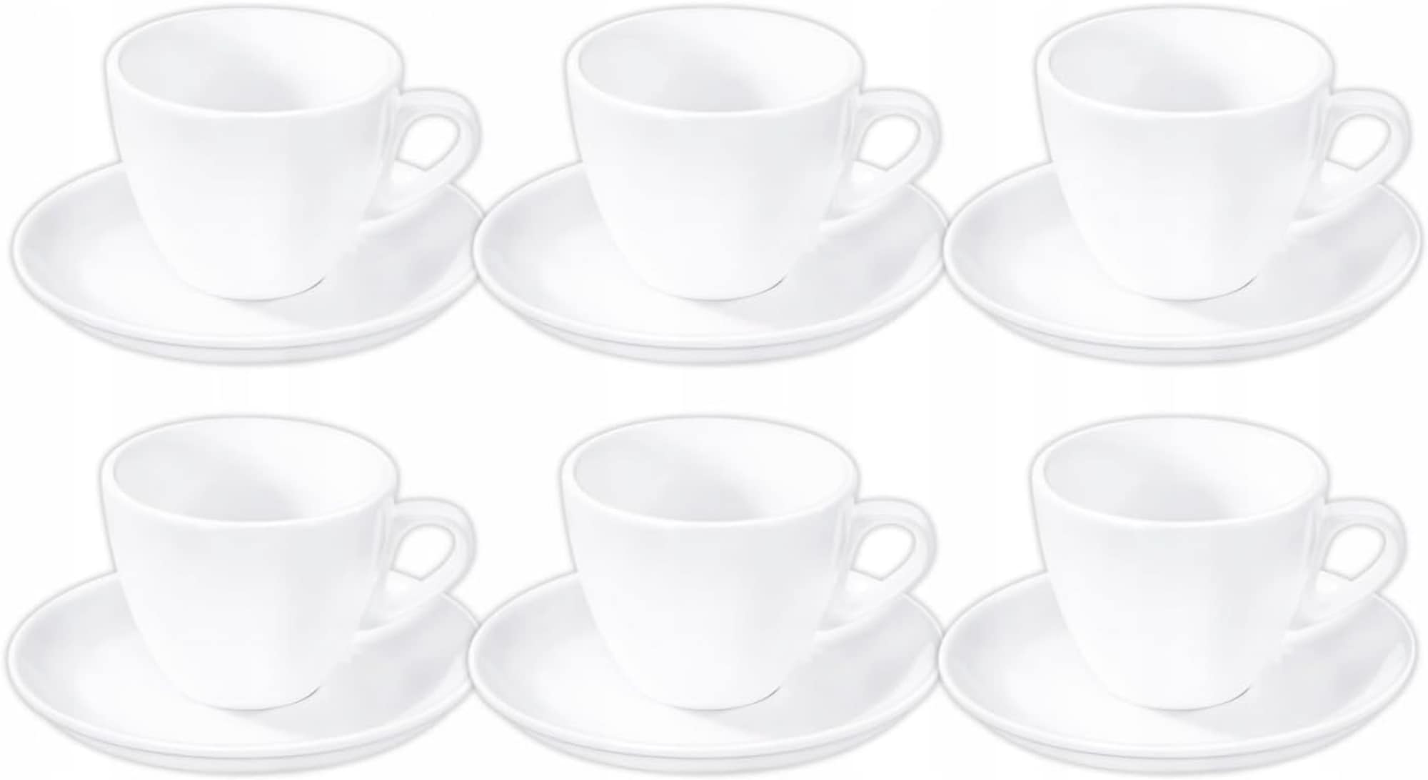 Wilmax Tassenset 6er &ndash; 300 ml Kaffeetassen mit Untertassen &ndash; Porzellan Wei&szlig; - Bild 1