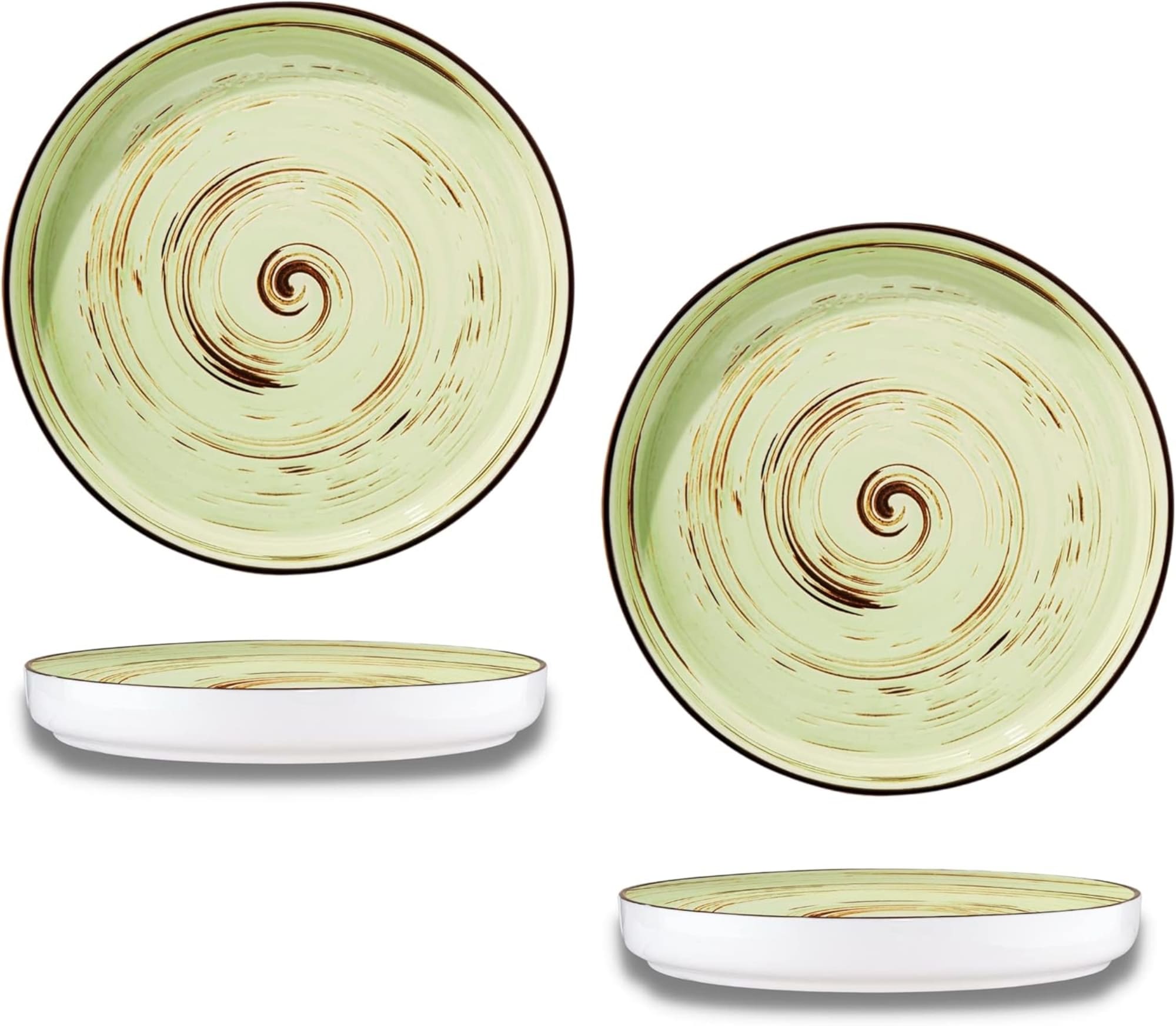 Wilmax Flache Gourmetteller SPIRAL 2er-Set &ndash; 23 cm &ndash; Originelle Form, Pistazienfarbe - Bild 1