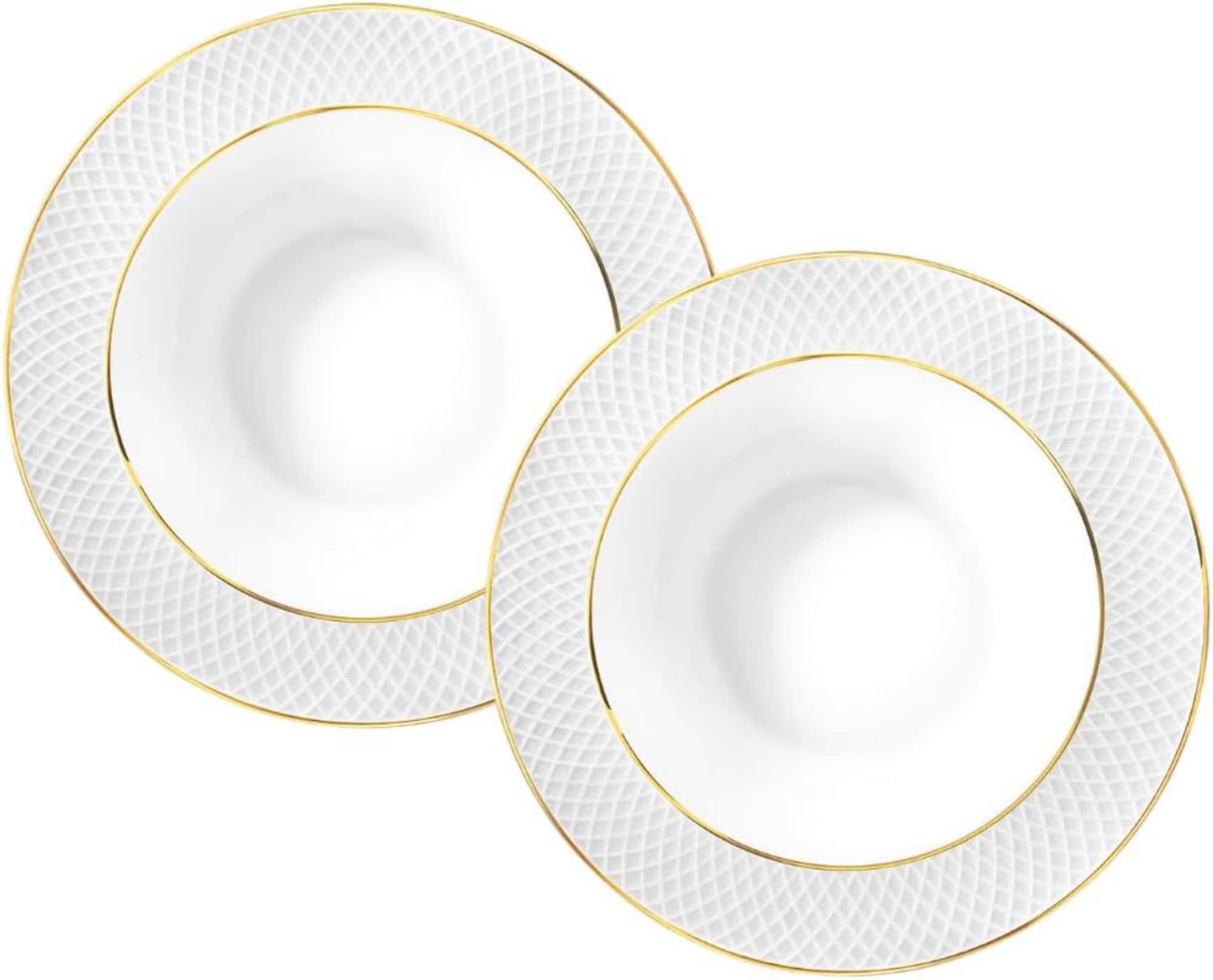 Tiefer Teller mit Goldmuster &ndash; 2er-Set &ndash; &Oslash; 22,5 cm &ndash; Wei&szlig;er Porzellanteller, 450 ml - Bild 1