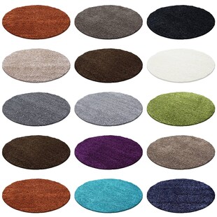 Hochfloriger Teppich, Weich und Flauschig, Rundes Design für Wohnzimmer 