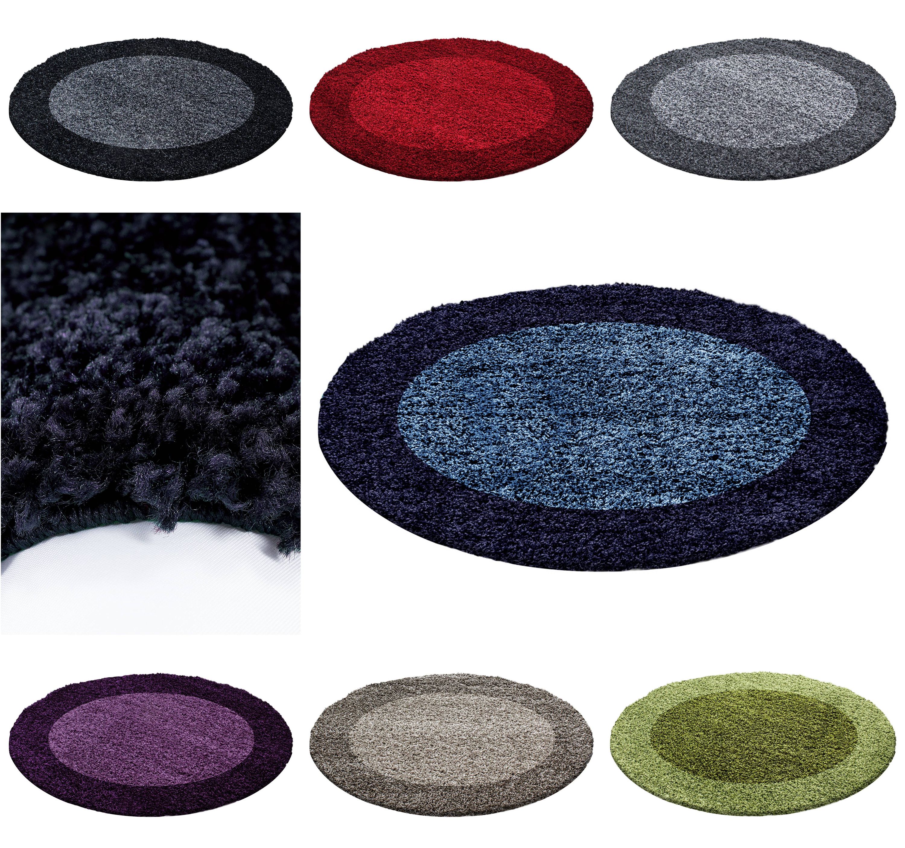 Designer Hochflor Teppich mit zweifarbiger Bord&uuml;re &ndash; Modern, Elegant und Pflegeleicht 