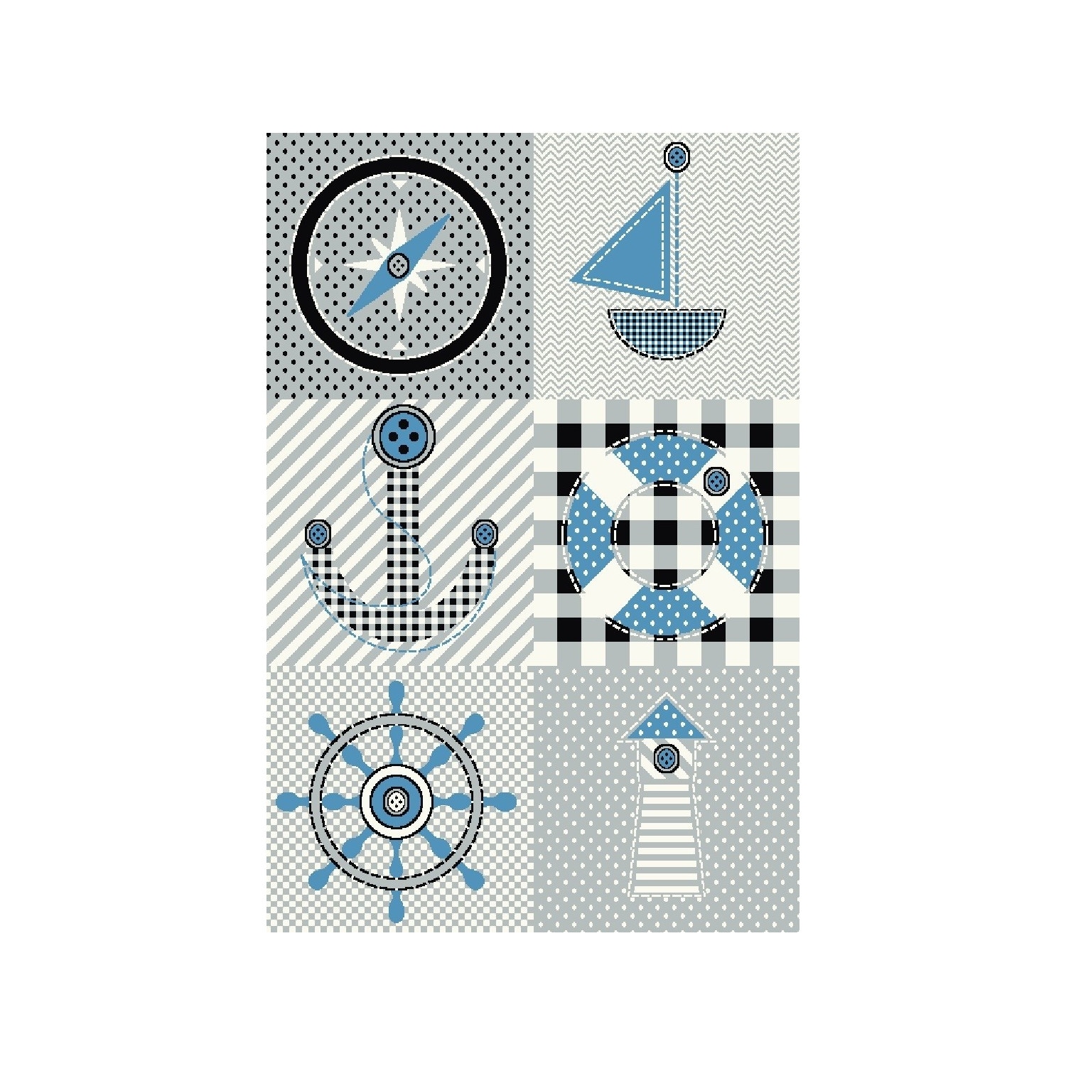 Kinderteppiche in versch. Gr&ouml;&szlig;en rechteckig 11 mm Kurzflor Teppich Seemann Motiv 