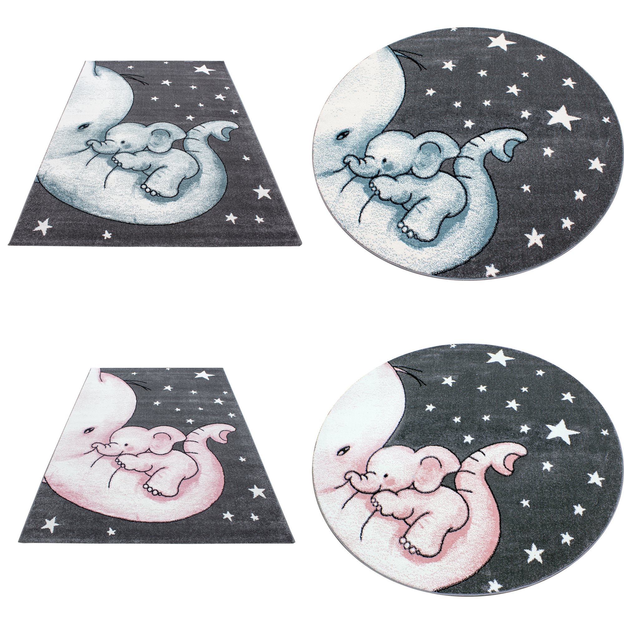 S&uuml;&szlig;er Elefantenteppich f&uuml;r Kinderzimmer &ndash; Rechteckig oder Rund 