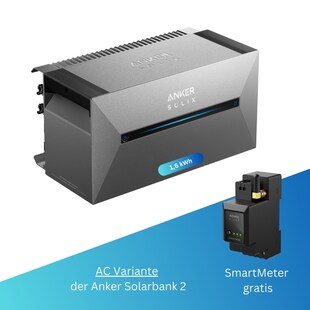 AC Variante Anker Solix Solarbank 2 AC Nachrüst Speicher für Balkonkraftwerke (1,6 kWh) max. 6 Solarmodule inkl. SmartMeter 