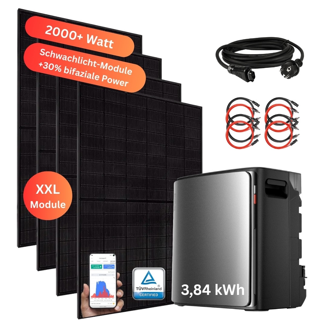 MyVoltaics 2000+ Watt Balkonkraftwerk mit Speicher STREAM Ultra X 3,84 kWh Smart-Meter, Halterung Befestigung nach Wahl 