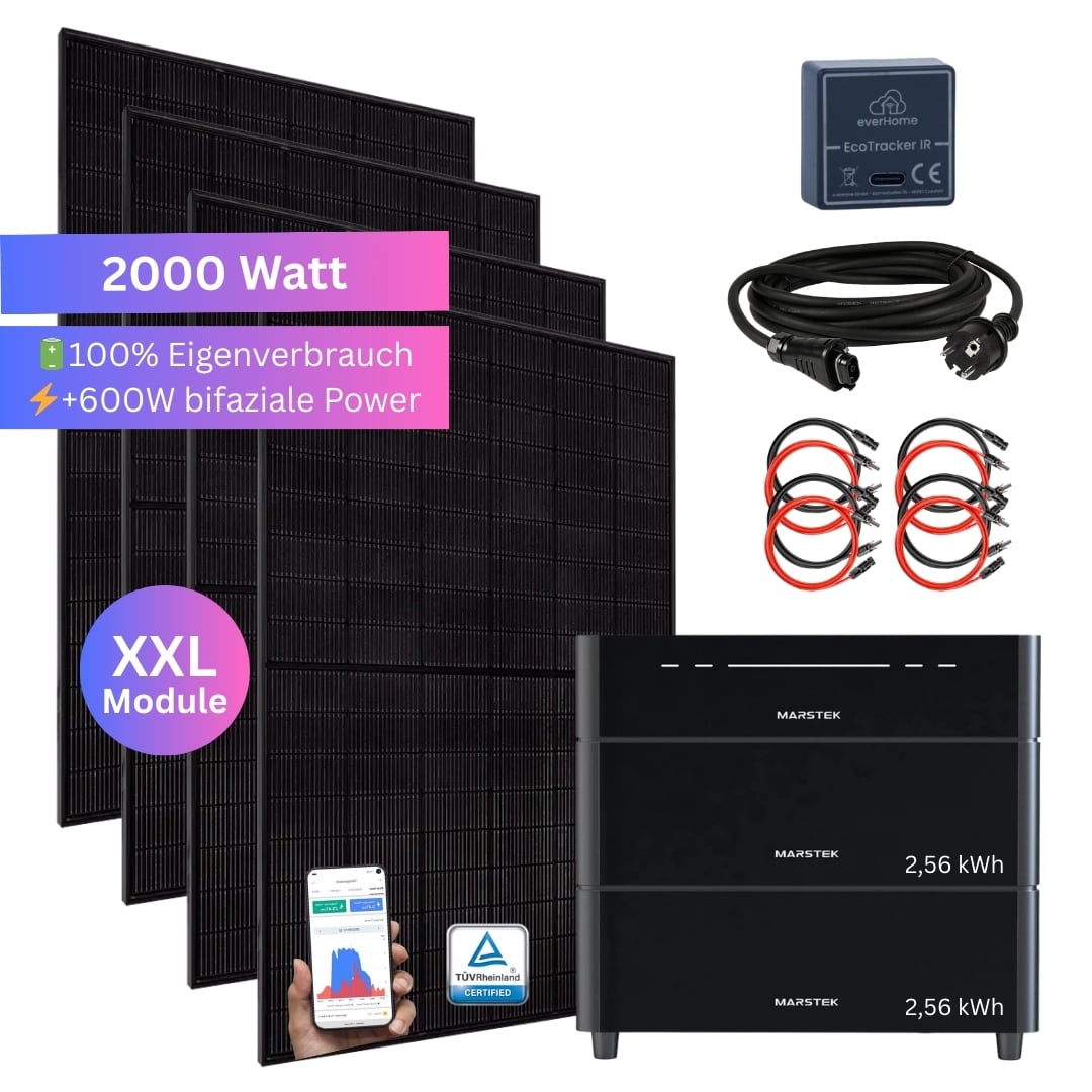 MyVoltaics&reg; 2000 Watt Balkonkraftwerk SET MIT SPEICHER Marstek Venus D 0-7,68 kWh, Smartmeter EcoTracker IR inklusive 