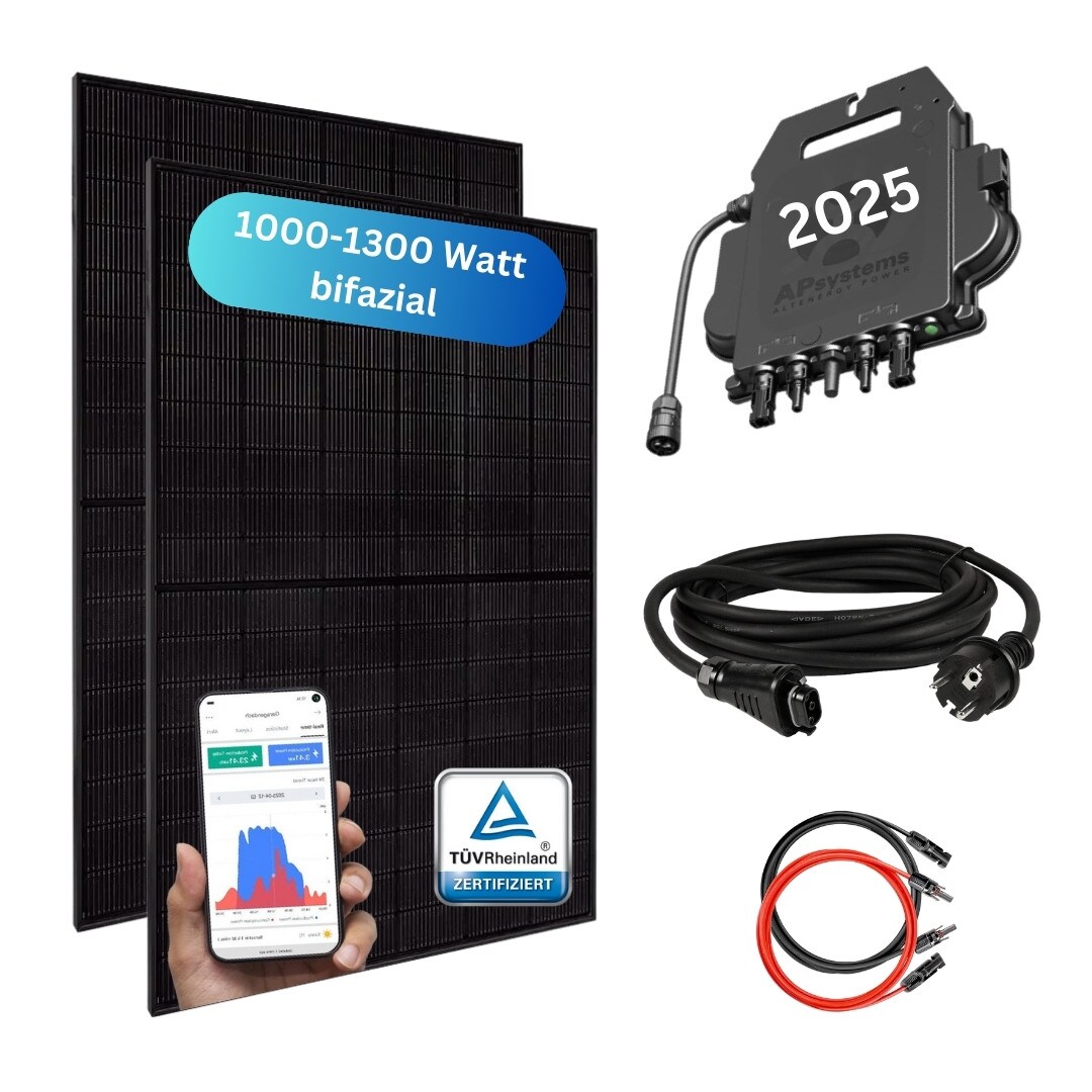 MYVOLTAICS MyBasic XXL 1000+ Watt Balkonkraftwerk Komplettset Steckerfertig bifazial WIFI WR APsystems 800W WLAN & App