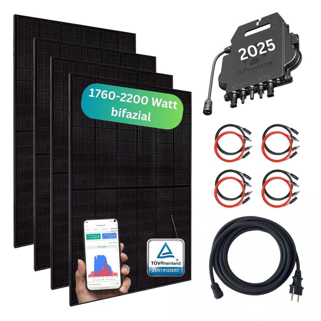 MYVOLTAICS MyBasic 1760+ Watt Balkonkraftwerk Steckerfertig Komplettset bifazial neuester Hoymiles WIFI WR 800W WLAN & App