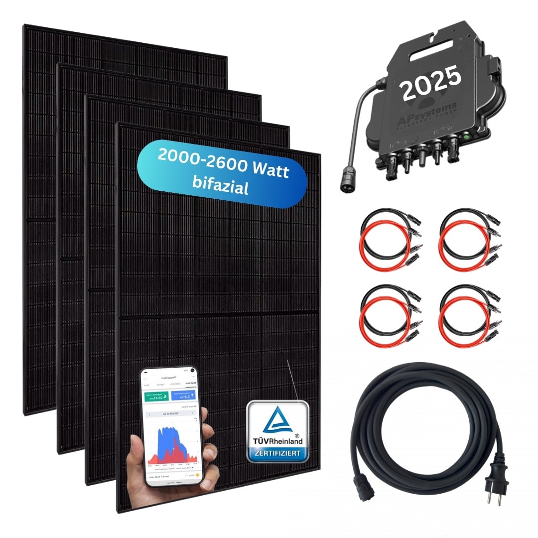 MYVOLTAICS MyBasic XXL 2000+ Watt Balkonkraftwerk Komplettset Steckerfertig bifazial WIFI WR APsystems 800W WLAN & App 