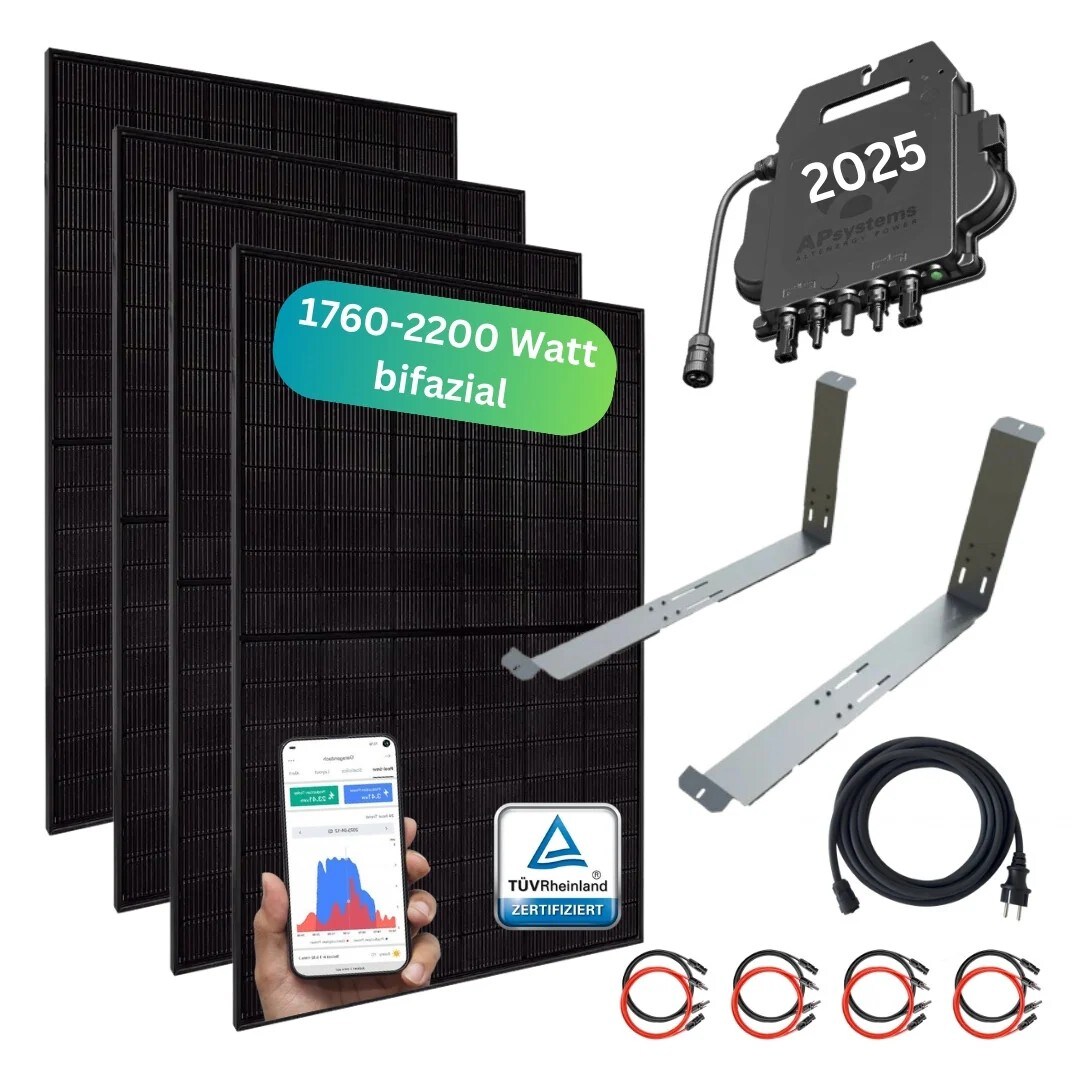 MYVOLTAICS MyCarport 1760+ Watt Balkonkraftwerk Steckerfertig Komplett bifazial, Flachdach, Garage, Carport, WIFI WR 800W