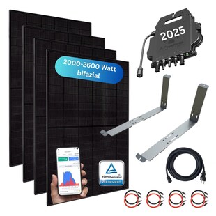 MyCarport XXL Balkonkraftwerk 2000+ Watt inkl. XXL Unterkonstruktion (20° Winkel) und Wechselrichter (APsystems 2025) 
