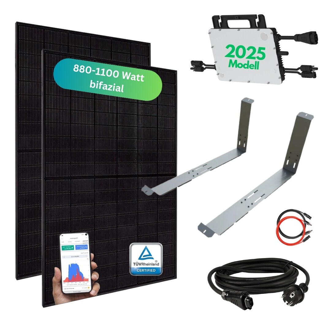 MYVOLTAICS MyCarport 880+ Watt Balkonkraftwerk Steckerfertig Komplettset bifazial, Flachdach, Garage, Carport, WIFI WR 800W