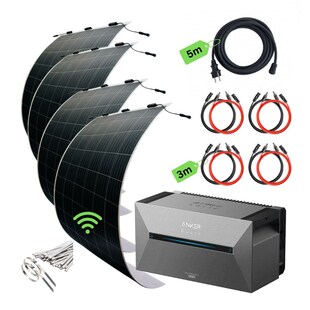 Ultraleicht Balkonkraftwerk 1240W mit Speicher 4 leichte Solarmodule (nur 5kg) – Anker Solarbank 2 PRO – Steuerungseinheit mit WLAN integriert – anschlussfertig 