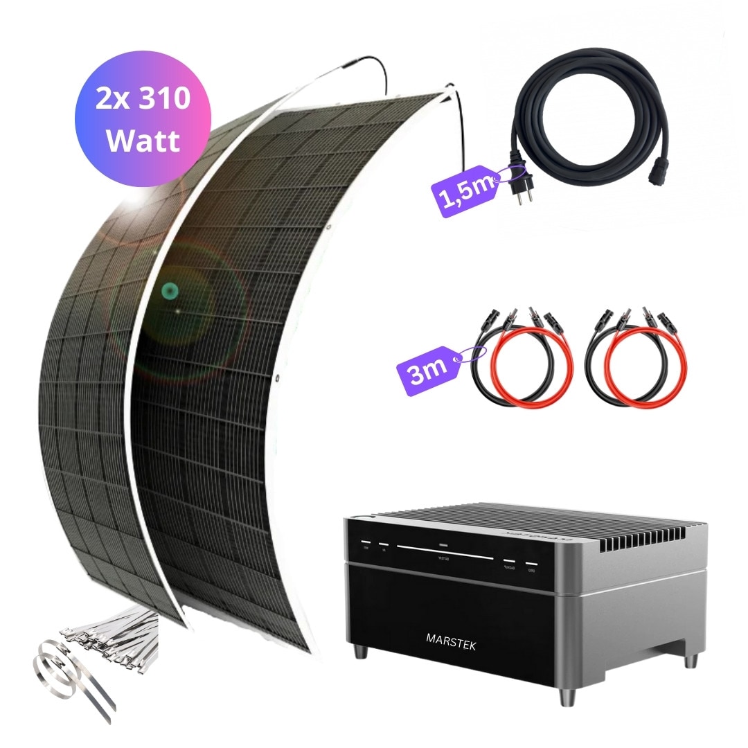 MYVOLTAICS MyUltraleicht Balkonkraftwerk 620W mit Speicher Marstek Venus A 2,12 kWh Komplettset 800W ultraleicht 