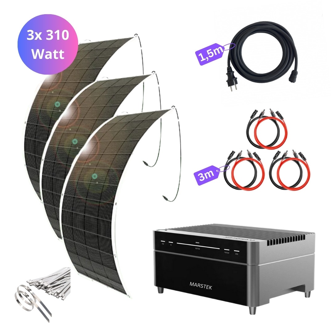 MYVOLTAICS MyUltraleicht Balkonkraftwerk 930W mit Speicher Marstek Venus A 2,12 kWh Komplettset 800W ultraleicht 