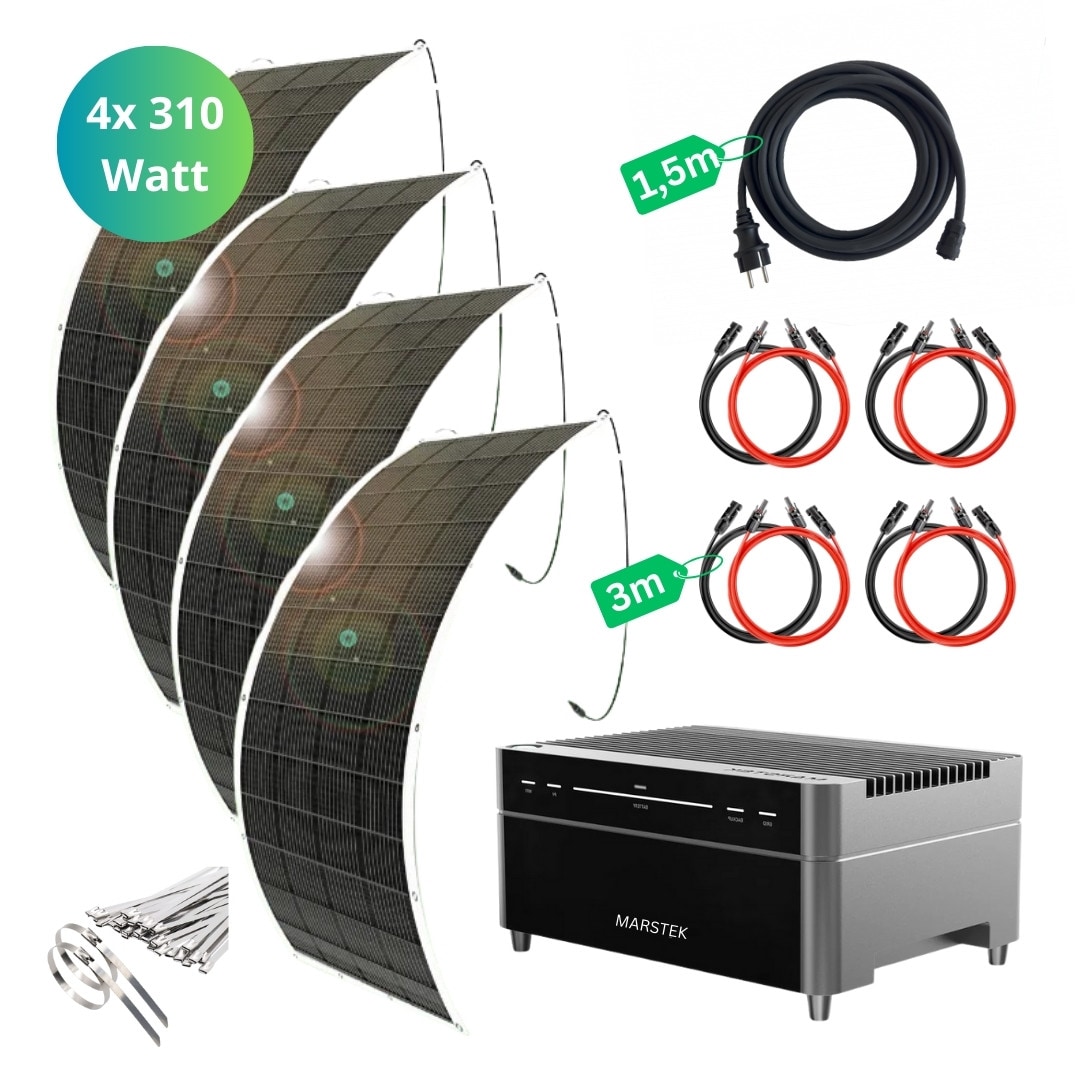 MYVOLTAICS MyUltraleicht Balkonkraftwerk 1240W mit Speicher Marstek Venus A 2,12 kWh Komplettset 800W ultraleicht 