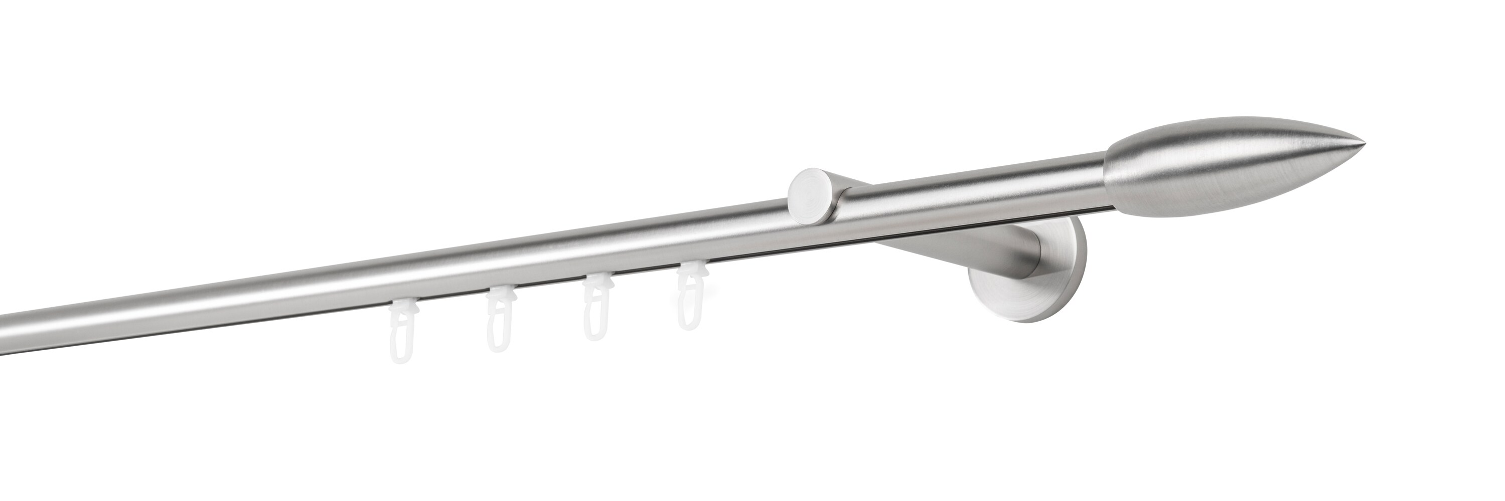 Ondeco Gardinenstange auf Ma&szlig; Innenlauf 20mm Patrone 1-lauf  Wandtr&auml;ger 12cm Gleiter Farbe: Edelstahl-Optik, Gr&ouml;&szlig;e: 100cm 