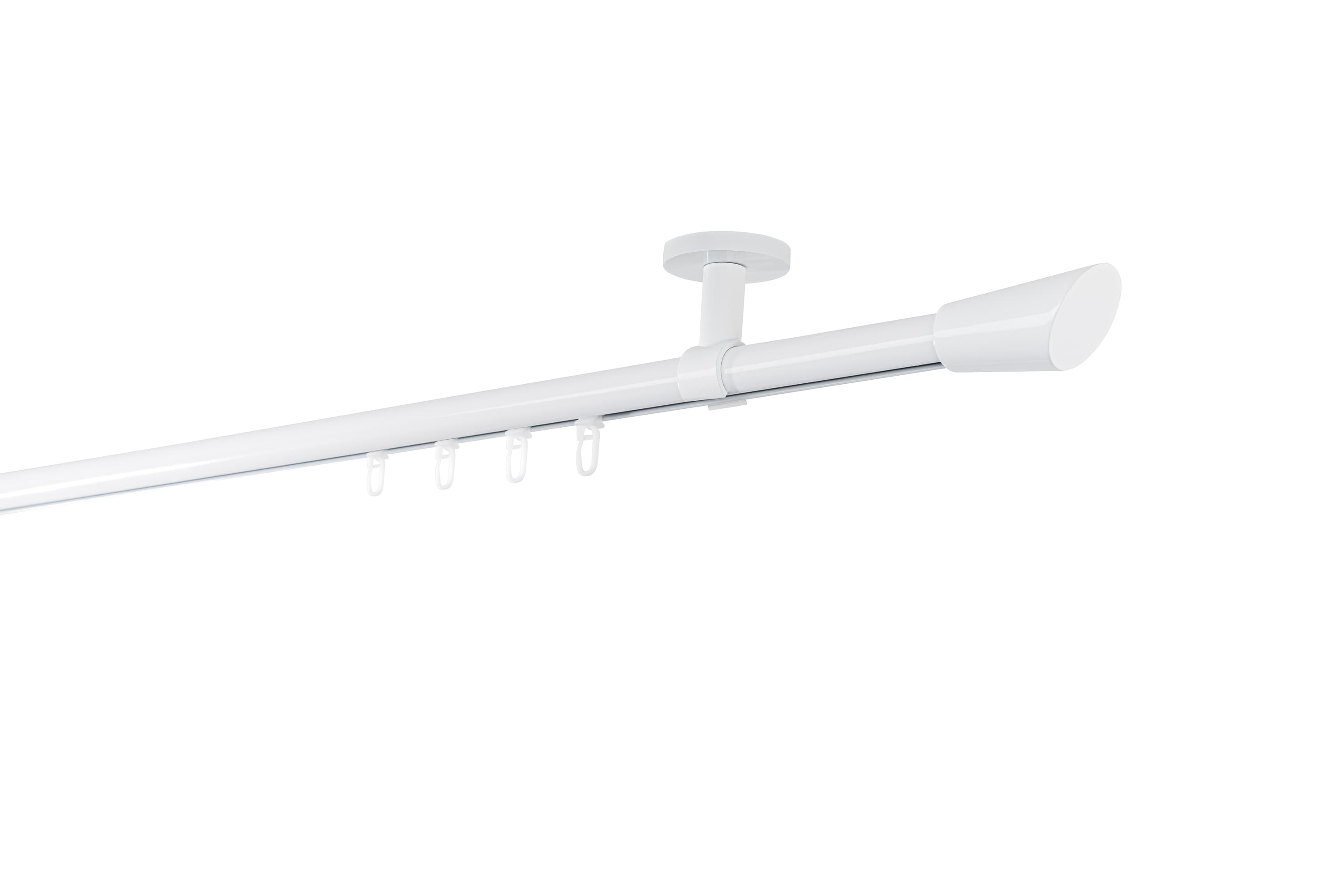 Ondeco Gardinenstange auf Ma&szlig; Innenlauf 20mm Rag 1-lauf  Deckentr&auml;ger 4cm mit Gleiter Farbe: Wei&szlig;, Gr&ouml;&szlig;e: 100cm 