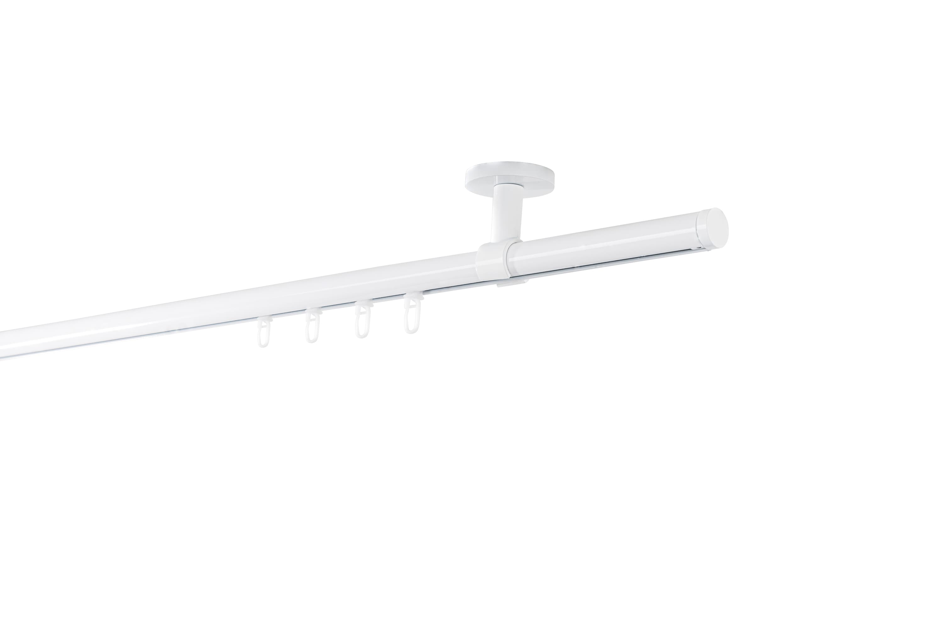 Ondeco Gardinenstange auf Ma&szlig; Innenlauf 20mm Match 1-lauf Deckentr&auml;ger 4cm mit Gleiter Farbe: Wei&szlig;, Gr&ouml;&szlig;e: 100cm 