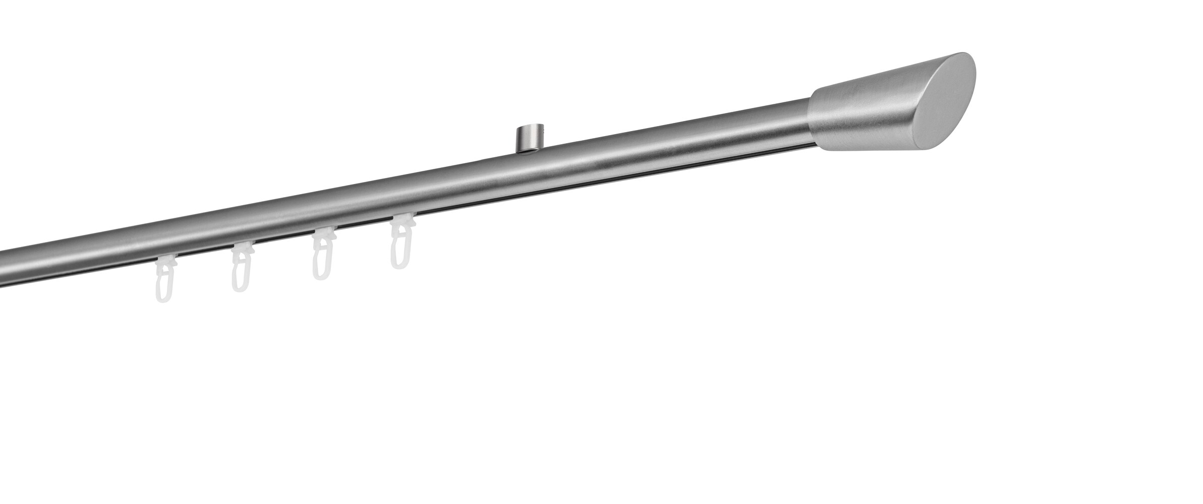 Ondeco Gardinenstange auf Ma&szlig; Innenlauf 20mm Rag 1-lauf Deckentr&auml;ger 1,5cm mit Gleiter Farbe: Edelstahl-Optik, Gr&ouml;&szlig;e: 100cm 