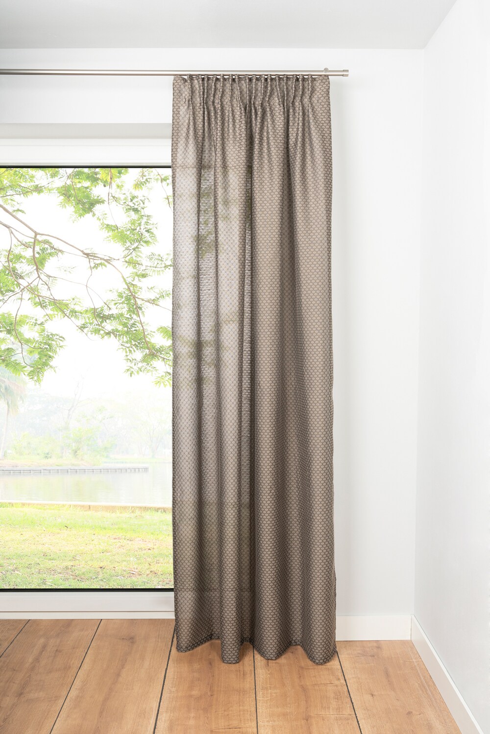 Ondeco Schlaufenschal Dot Gardinen Blickdicht Vorhang Schlafzimmer 1er Set Farbe: Taupe, Gr&ouml;&szlig;e: 135x300 cm 