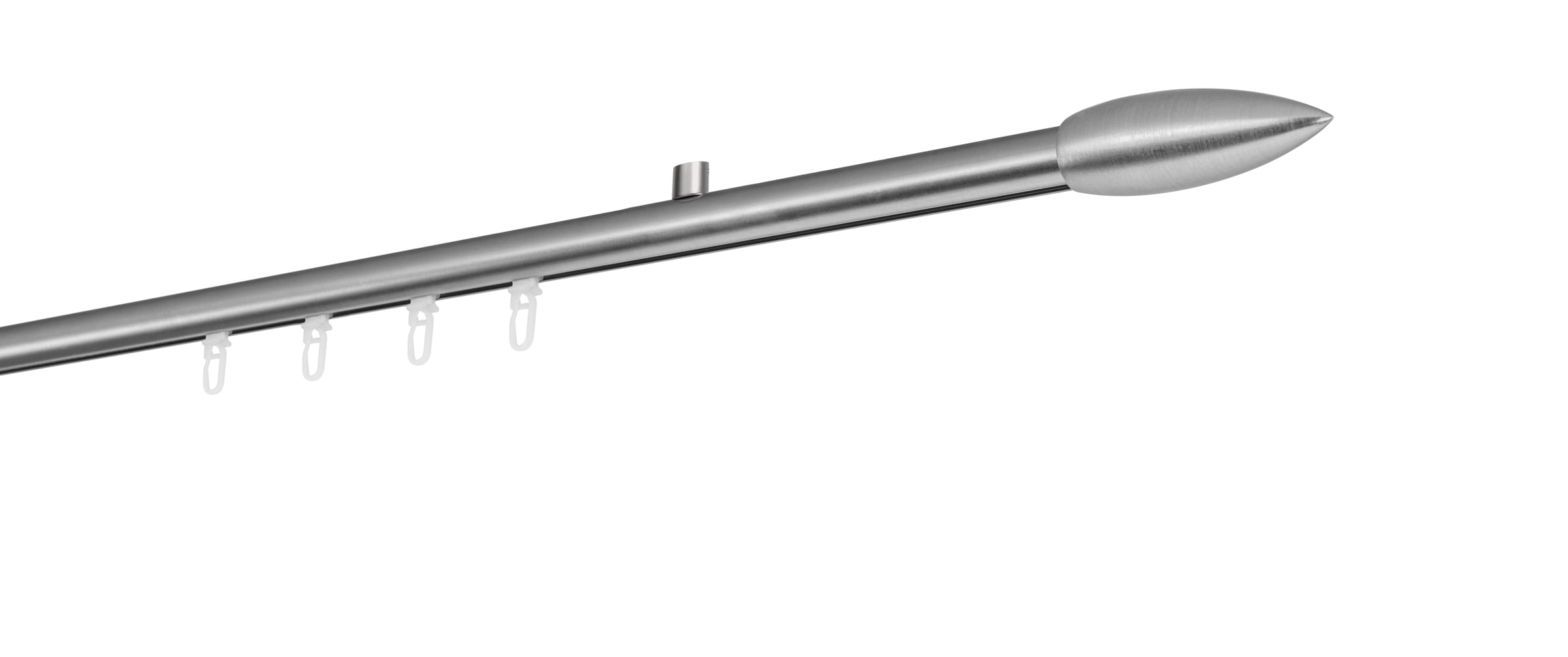 Ondeco Gardinenstange auf Ma&szlig; Innenlauf 20mm Patrone 1-lauf Deckentr&auml;ger 1,5cm mit Gleiter Farbe: Edelstahl-Optik, Gr&ouml;&szlig;e: 100cm 