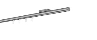 Ondeco Gardinenstange auf Maß Innenlauf 20mm Match 1-lauf Deckenträger 1,1cm mit Gleiter Farbe: Edelstahl-Optik, Größe: 100cm 