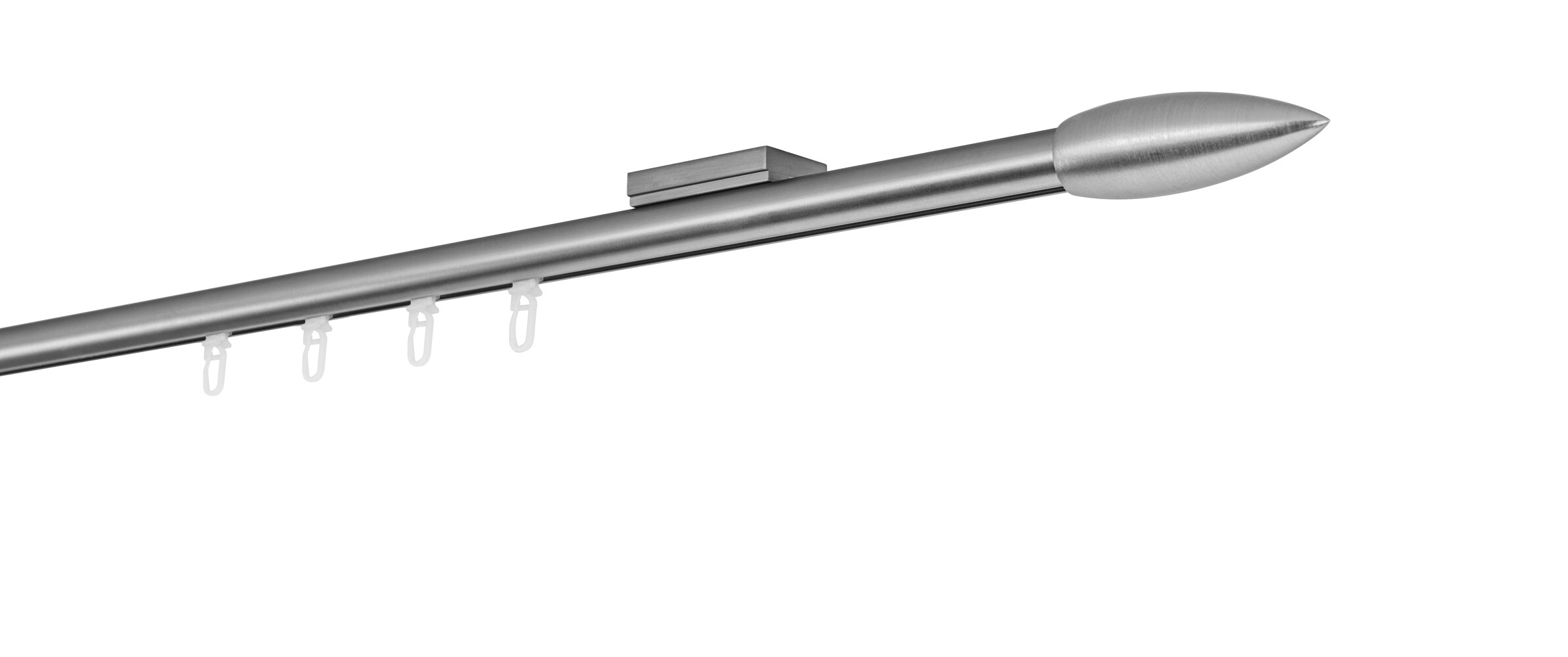 Ondeco Gardinenstange auf Ma&szlig; Innenlauf 20mm Patrone 1-lauf Deckentr&auml;ger 1,1cm mit Gleiter Farbe: Edelstahl-Optik, Gr&ouml;&szlig;e: 100cm 