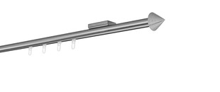 Ondeco Gardinenstange auf Maß Innenlauf 20mm Spitze 1-lauf Deckenträger 1,1cm mit Gleiter Farbe: Edelstahl-Optik, Größe: 100cm 